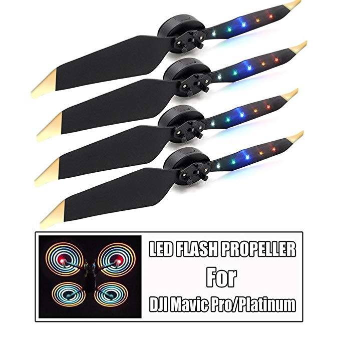 Vanvler 8331 Low Noise Quick Release Folding LED Light Flash Propellers for DJI Mavic Pro Platinum 2 Pairs